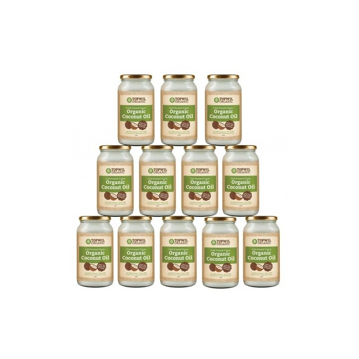 Bulk 12 x 1 Litre Cold Pressed  Organic Virgin Coconut Oil in Gl