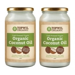 Bulk 2x 1 Litre Cold Pressed Organic Virgin Coconut Oil in Glass