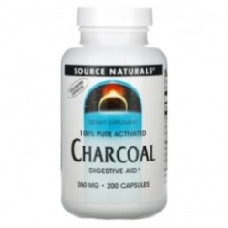 Source Naturals 100% Pure Activated Charcoal 200 Capsules