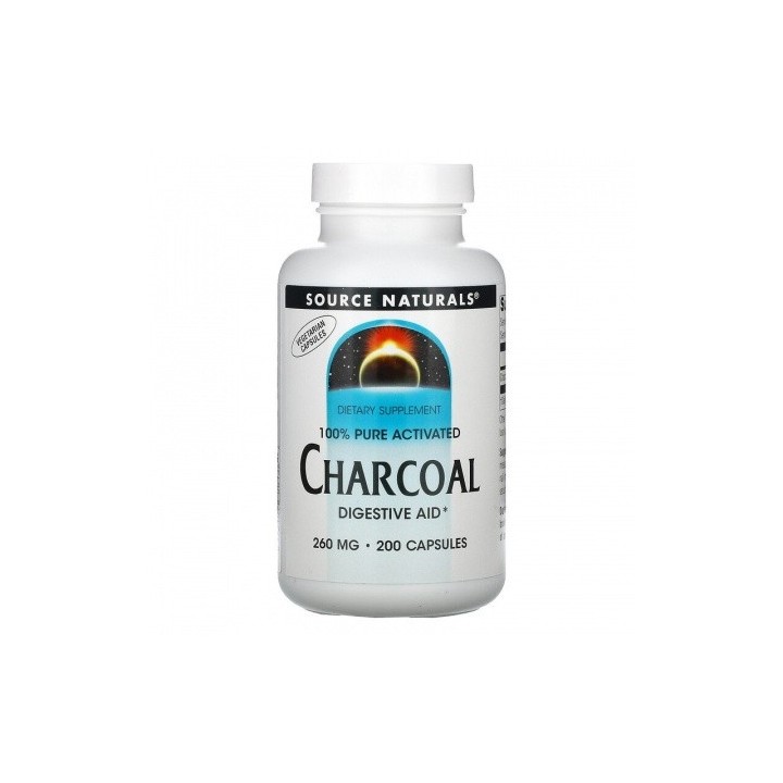 Source Naturals 100% Pure Activated Charcoal 200 Capsules