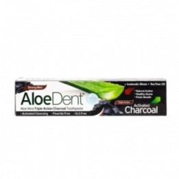 Aloe Dent Toothpaste Fluoride Free Triple Action Charcoal 100ml