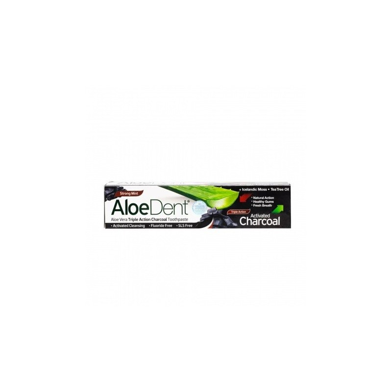 Aloe Dent Toothpaste Fluoride Free Triple Action Charcoal 100ml