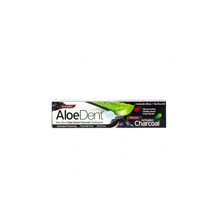 Aloe Dent Toothpaste Fluoride Free Triple Action Charcoal 100ml