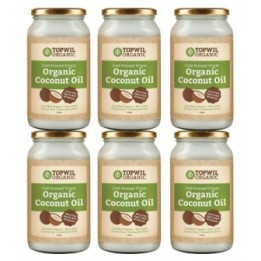 Bulk 6 x 1 Litre Cold Pressed Organic Virgin Coconut Oil in Glas