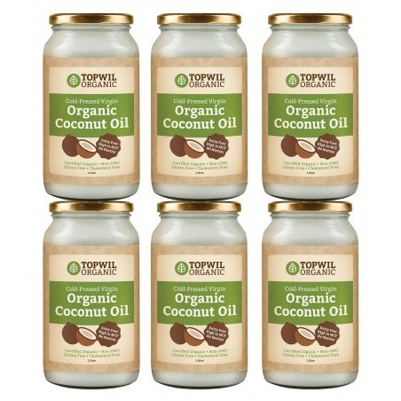 Bulk 6 x 1 Litre Cold Pressed Organic Virgin Coconut Oil in Glas