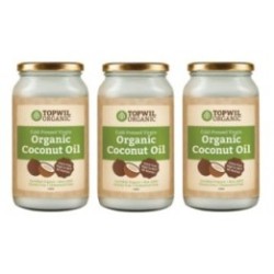 Bulk 3 x 1 Litre Cold Pressed Organic Virgin Coconut Oil in Glas