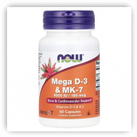 NOW Foods Mega D-3 & MK-7 5000 IU 60 Capsules